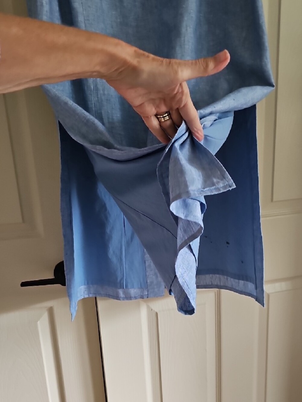 Talbots Light Blue Button-Front Linen Midi Skirt - Picture 6 of 8